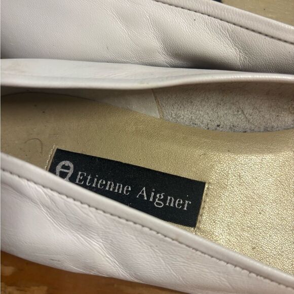 Etienne Aigner vintage White Leather Flats with Bow Detail size 9.5 EUC - Picture 3 of 5